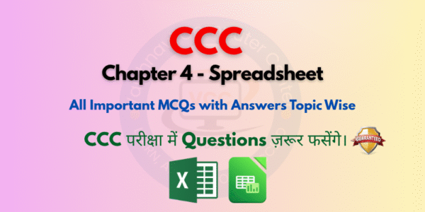 Spreadsheet MCQs CCC Topic Wise